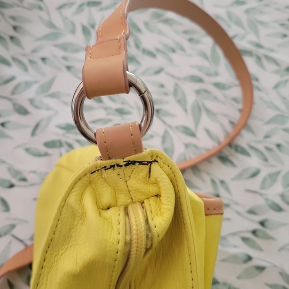 1990's Yellow and Tan Leather Danier Cross Body Purse - Picture 7 of 7